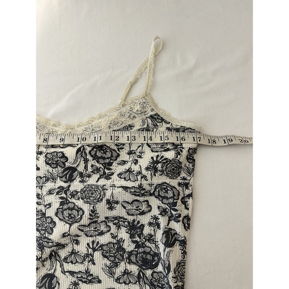 Vintage Y2K XL Lace Trim Tank Top Black White Spaghetti Empire Waist Whimsigoth - Picture 5 of 6